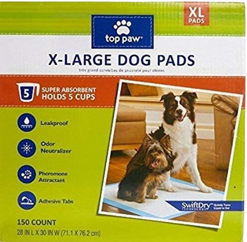 Top Paw Extra Large Pads for Puppies or Senior Dogs, 150 Count