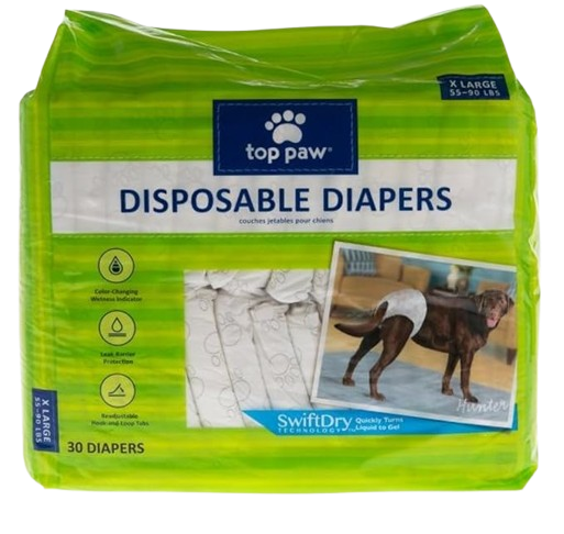 Dog Diapers | Disposable, 30 Pack, X Large TOP PAW